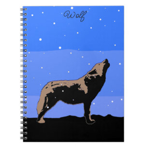 Carnet Howling Wolf en hiver - Art faunique original