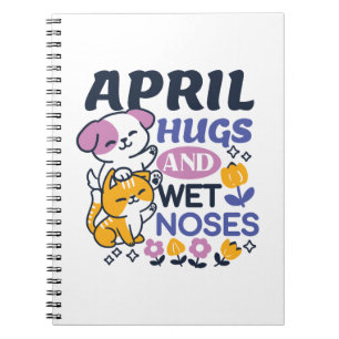Carnet Hugs d'avril et nez mouillé - Cute chien et chat a