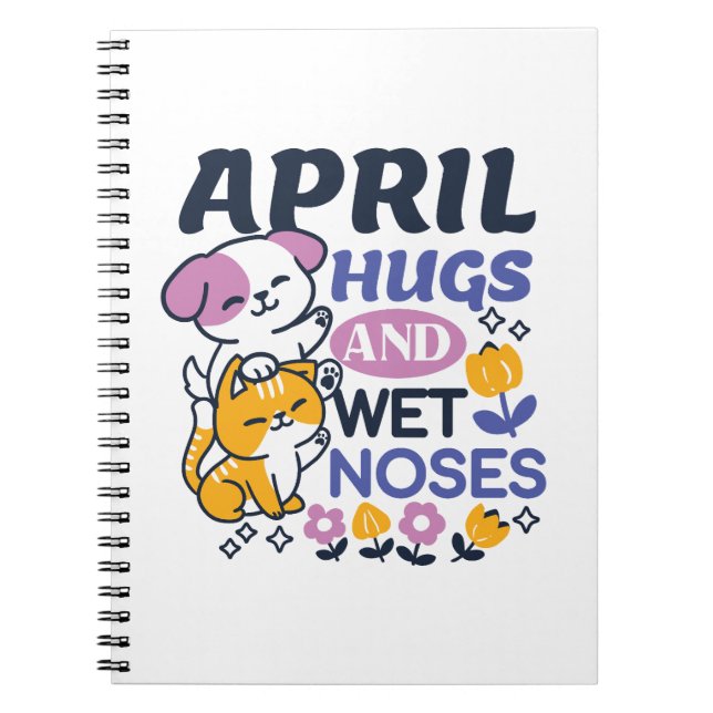 Carnet Hugs d'avril et nez mouillé - Cute chien et chat a (Devant)