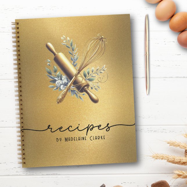 Carnet Huile d'or et Whisk d'or Boulangerie Ustensiles de (Créateur téléchargé)