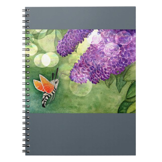 Carnet Hummingbird Hawk Moth and Lilacs (Devant)