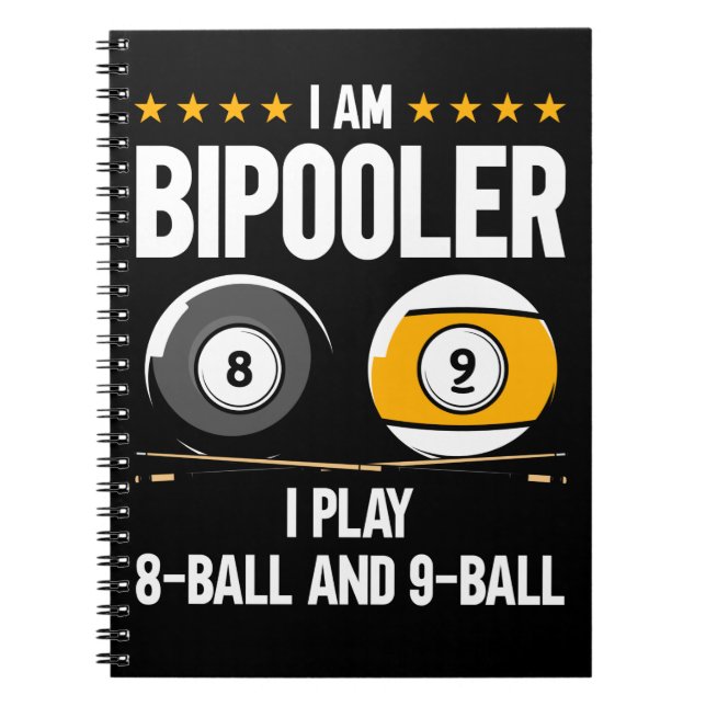 Carnet humour à 8 balles et 9 balles Billard drôle (Devant)