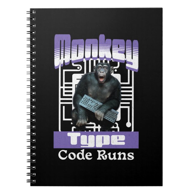 Carnet Humour de programmeur sur le singe qui tape du cod (Devant)