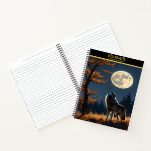Carnet Hurlement majestueux du loup à la pleine lune sous