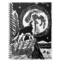 Husky Howling noir et blanc à Night Linocut