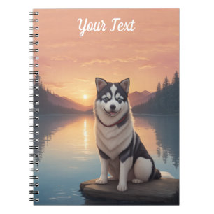 Carnet Husky Sibérien près du lac