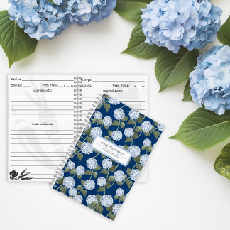 Carnet Hydrangea Jardin d'Été Bleu Marine Recettes de Fam