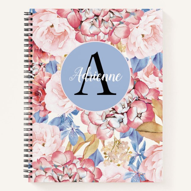 Carnet Hydrangée rose bleu foncé (Devant)