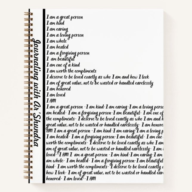 Carnet I AM AFFIRMATION Spiral Notebook (Devant)