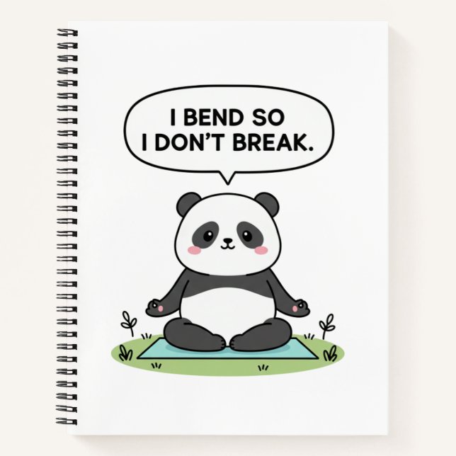 Carnet “I Bend So I Don’t Break” panda design (Devant)