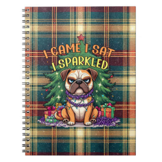 Carnet I Came I Sat I Sparkled Funny Christmas Bulldog