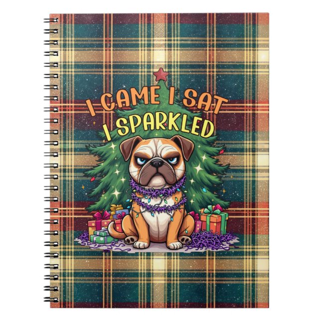Carnet I Came I Sat I Sparkled Funny Christmas Bulldog (Devant)