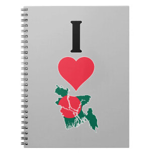 Carnet I Love Bangladesh Vertical Heart Country Carte