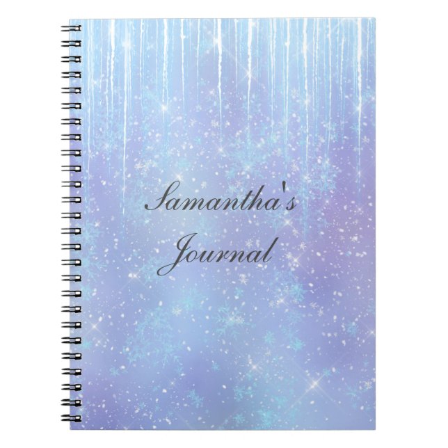 Carnet Icicles Snowflakes Crystals Bleu pourpre (Devant)