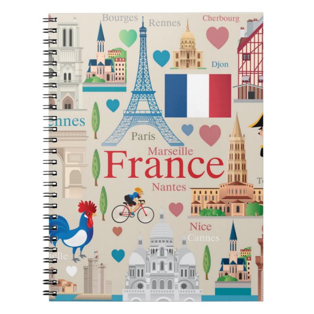 Carnet Icônes mignonnes de la France (Devant)