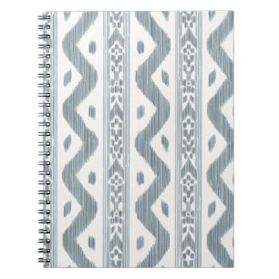 Carnet Ikat bleu gris, rayure tissée fine