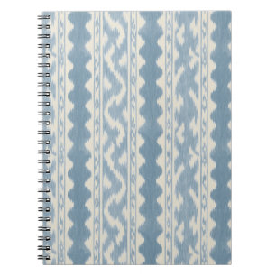 Carnet Ikat Bleu Poussiéreux, Rayure Scallopée Fine