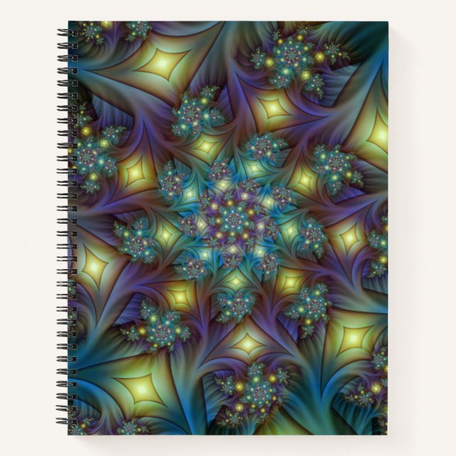 Carnet Illuminé Abstrait brillant Turquoise violet Fracta (Devant)