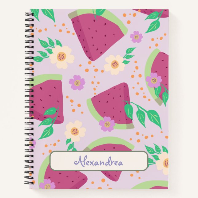 Carnet Illustrated Pink Watermelon Hand-drawn pattern  (Devant)