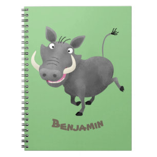 Carnet Illustration amusante d'un cochon de phacochère af
