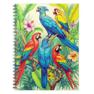 Carnet Illustration botanique d'oiseaux tropicaux