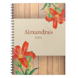 Carnet Illustration botanique Rustique Orange Lily