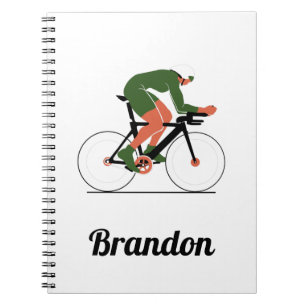 Carnet Illustration cycliste moderne Nom personnalisé du 