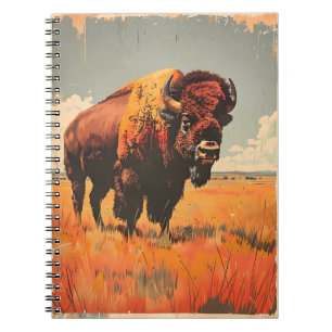 Carnet Illustration de bison vintage