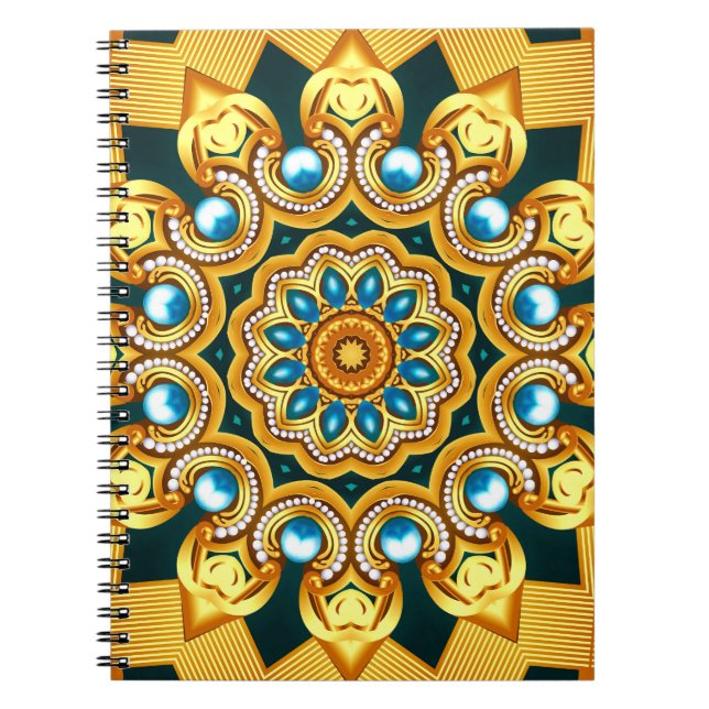 Carnet Illustration de cadre décoratif de perle d'or (Devant)