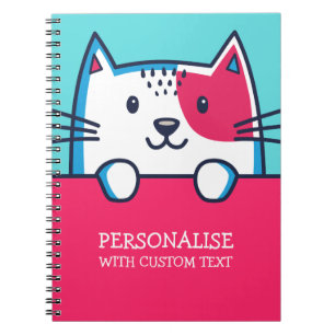 Carnet Illustration de chats mignons rose et bleu