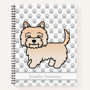 Carnet Illustration de chien Cairn Terrier crème avec tex