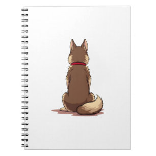 Carnet Illustration de chien Husky vue de dos vintage mar
