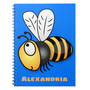 Carnet Illustration de dessin animé d'abeille heureuse mi