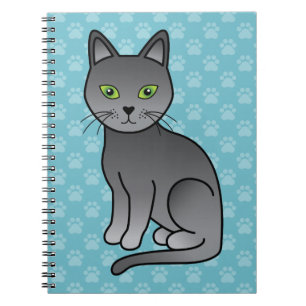 Carnet Illustration de dessin animé de chat de race Bleu 