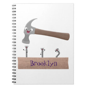 Carnet Illustration de dessin mignon, marteau et ongles