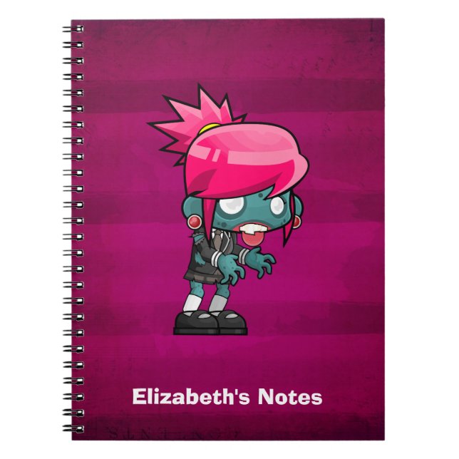 Carnet Illustration de fille Zombie Punk Rock (Devant)
