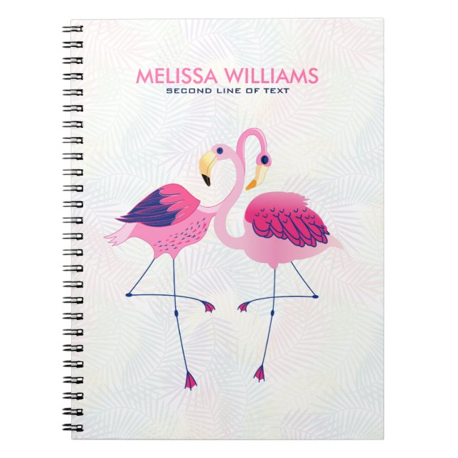 Carnet Illustration de Flamants roses roses et bleus mign (Devant)