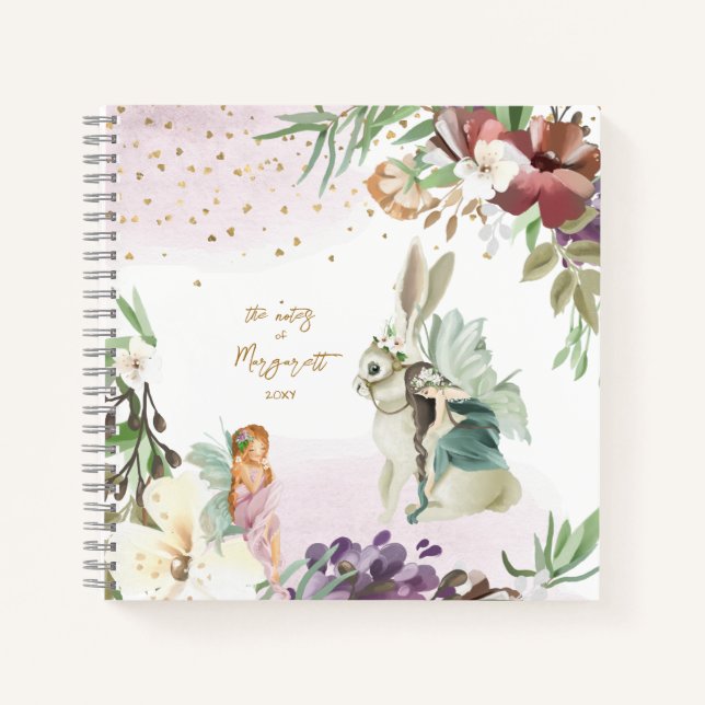 Carnet Illustration de forêt enchantée belle fille de fée (Devant)