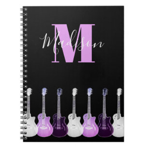 Carnet Illustration de guitare acoustique Monogram rose