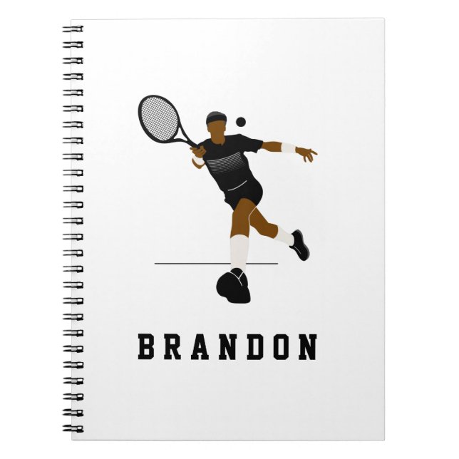 Carnet Illustration de joueur de tennis & nom personnalis (Devant)