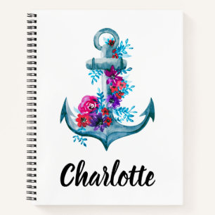 Carnet Illustration de l'Ancre florale d'aquarelle person
