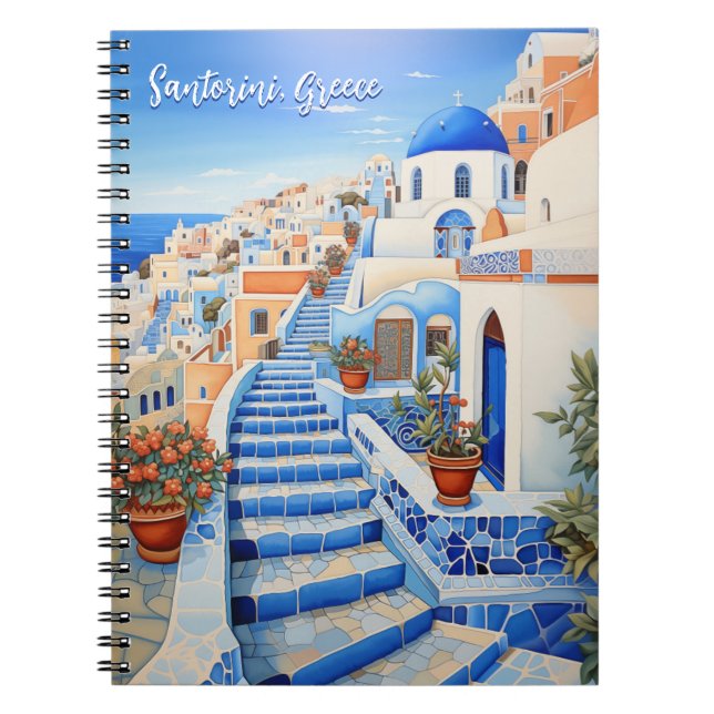 Carnet Illustration de l'île de Santorin | Art du voyage (Devant)
