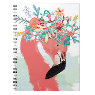 Carnet Illustration de mode avec flamants roses dessinés