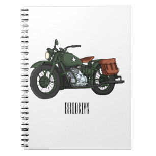 Carnet Illustration de moto cruiser militaire de dessin a
