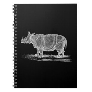 Carnet Illustration de rhinocéros vintage des années 1800