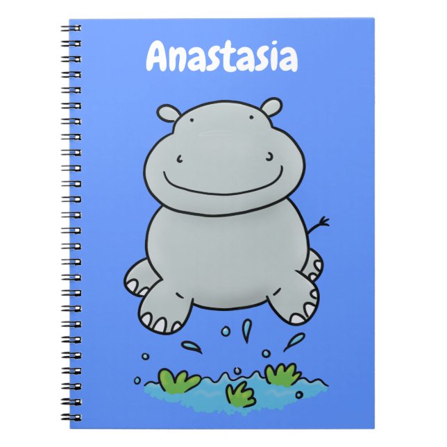 Carnet Illustration de saut en hippo mignon (Devant)