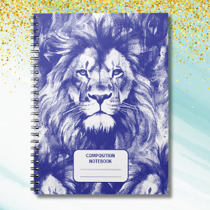 Carnet Illustration de stylo bleu Vintage Lions Vintage