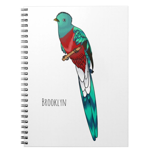 Carnet Illustration d'oiseau de quetzal resplendissant (Devant)