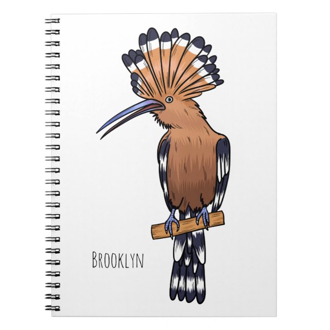 Carnet Illustration d'oiseau huppé d'Eurasie (Devant)