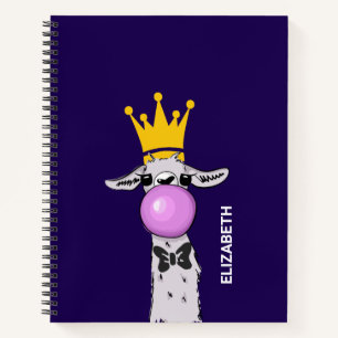 Carnet Illustration drôle de lama soufflant une bulle ros